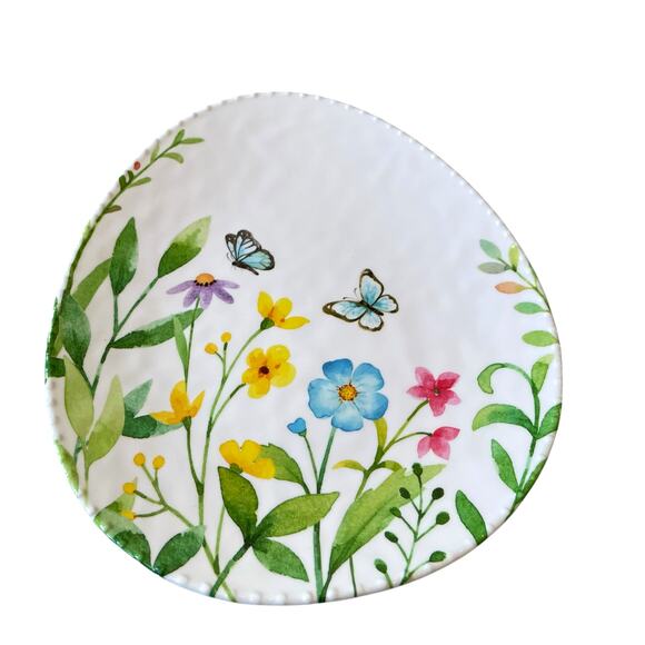 Spring Gatherings Floral Easter Egg Shaped Melamine Salad Plates 8" Set of 4 New - Picture 9 of 15